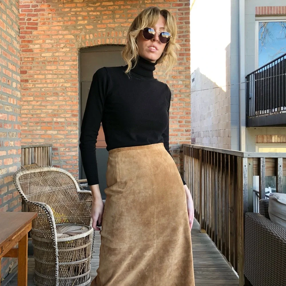 Vintage Genuine Suede Maxi Skirt - Picture 3 of 7